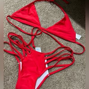 Red two piece bikini